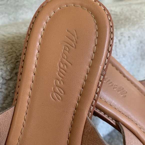 Madewell Gold Metallic Woven Leather Strap Flat Slip-on Sandals Size 8 - Picture 3 of 6